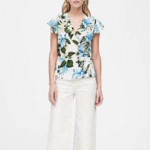 Banana Republic Tropical Ruffle Wrap Top